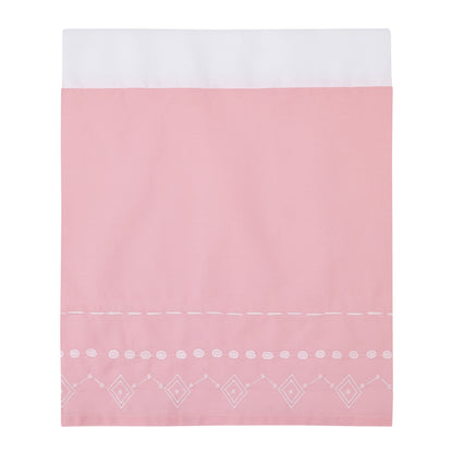 NoJo Tropical Flamingo Pink & White 100% Cotton 4 Piece Nursery Crib Bedding Set - Embroidered Quilt, Fitted Sheet, Dust Ruffle, and Diaper Stacker