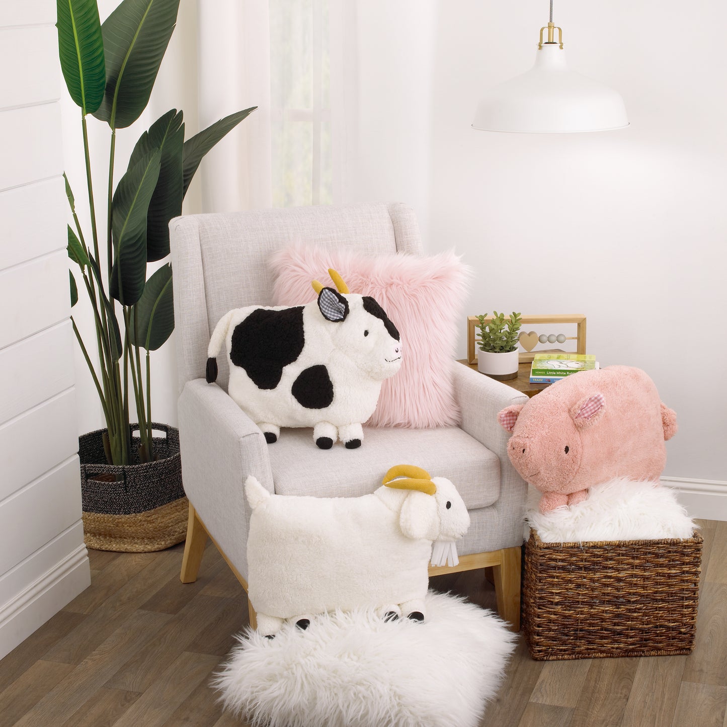 Little Love by NoJo Plush Sherpa Pink Pig Decorative Throw Pillow with 3D Ears and Dimensional Tail