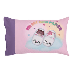 DreamWorks Gabby's Dollhouse Dream It Up Pink and Purple Kitty Fairy 2 Piece Toddler Sheet Set - Fitted Bottom Sheet and Reversible Pillowcase