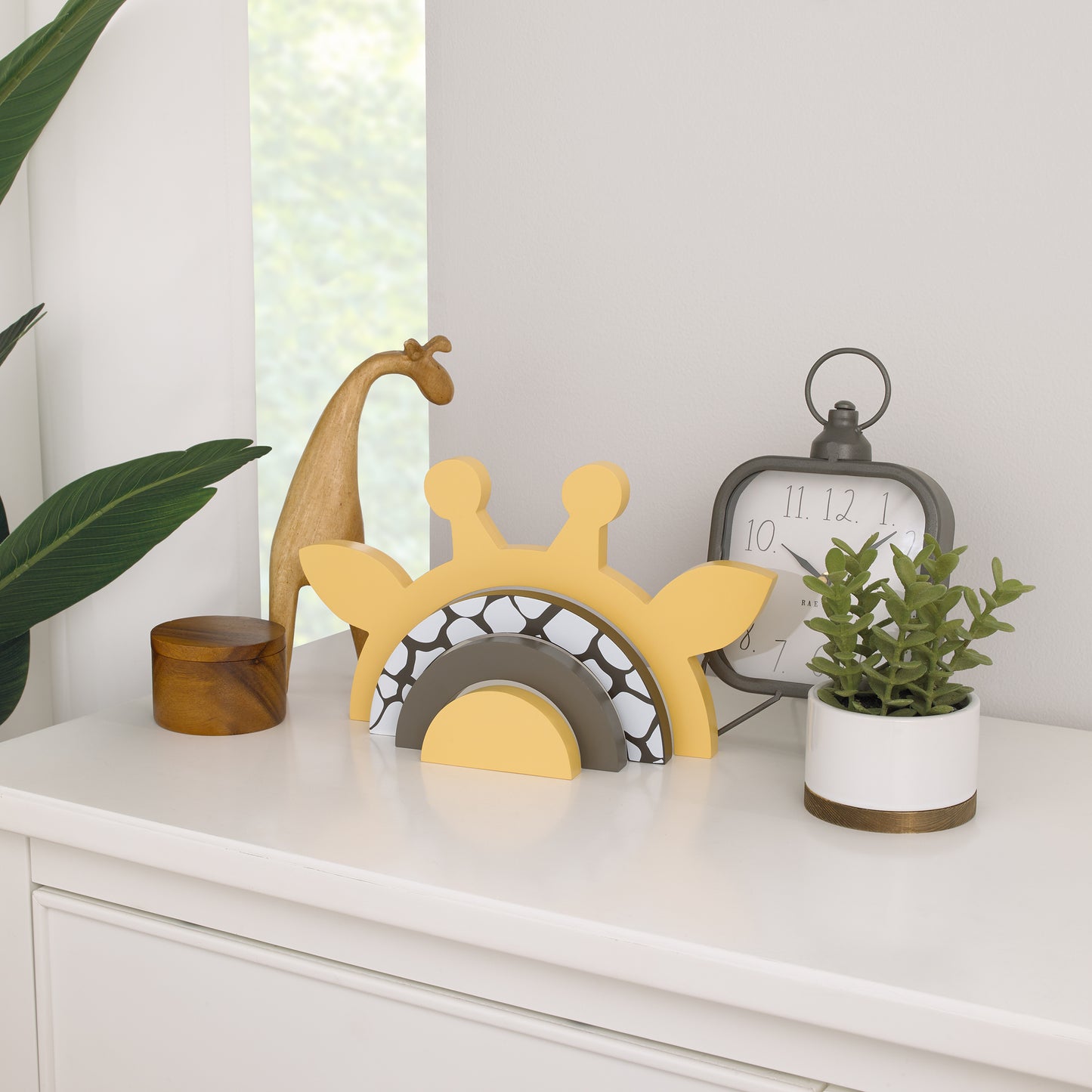 Little Love by NoJo Giraffe Yellow, Brown, and White Wood Stacking Shelfie Décor