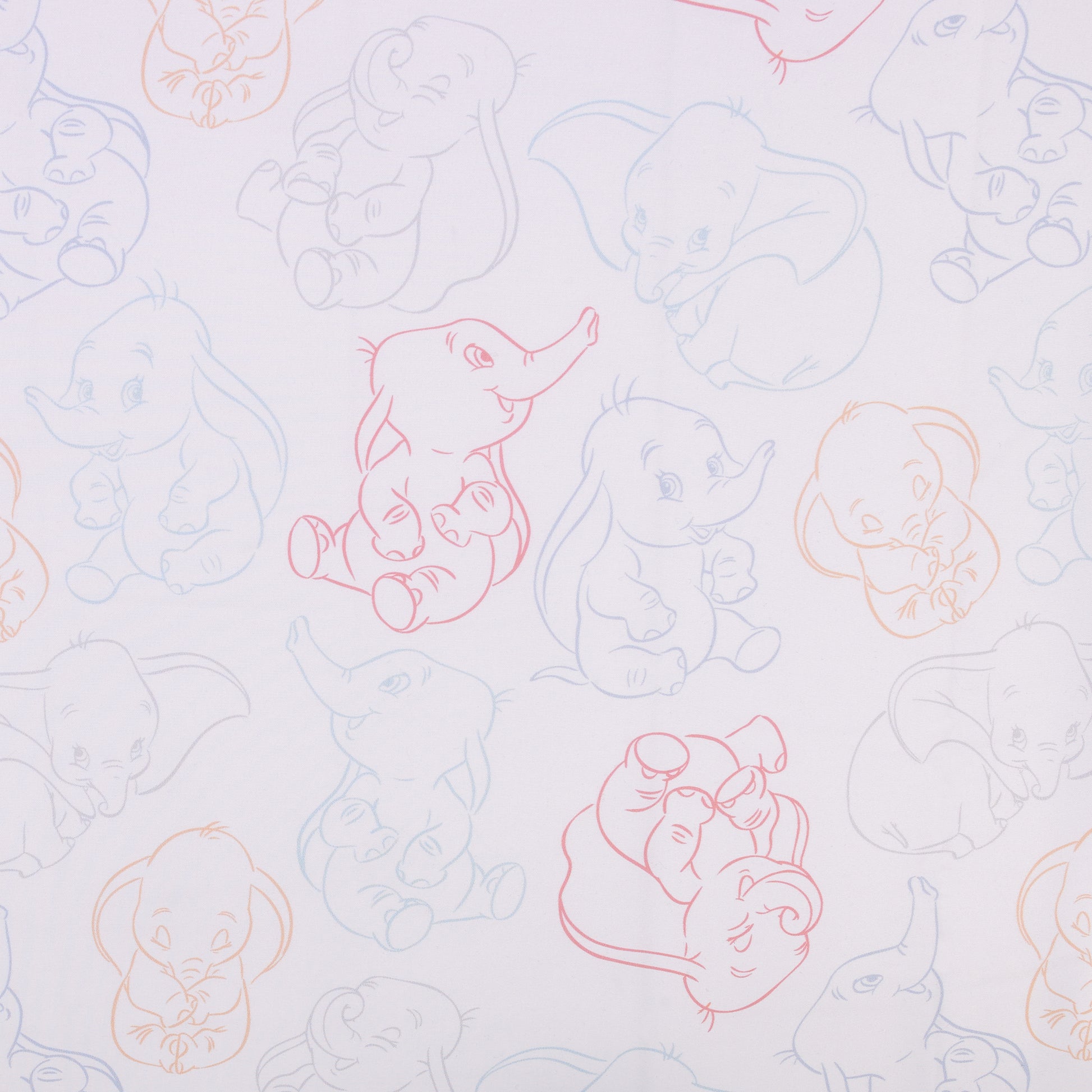 Dumbo Blue, Gray, Pink, and White Nursery Fitted Crib Sheet