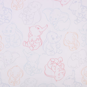 Dumbo Blue, Gray, Pink, and White Nursery Fitted Crib Sheet