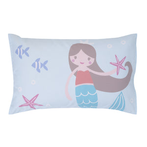 Everything Kids Mermaid Pink and Blue Dream Big Little Mermaid 4 Piece Toddler Bed Set - Comforter, Fitted Bottom Sheet, Flat Top Sheet, and Reversible Pillowcase