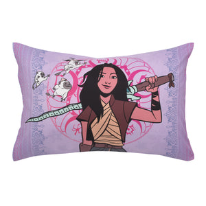 Disney Raya and the Last Dragon Mythic Pop Lavender, Magenta, and Blue with Sisu Dragon and Tuktuk 4 Piece Toddler Bed Set - Comforter, Fitted Bottom Sheet, Flat Top Sheet, and Reversible Pillowcase