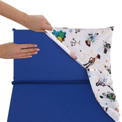 Disney Toy Story It's Play Time Blue, Green and White Woody, Buzz and The Toys Preschool Nap Pad Sheet