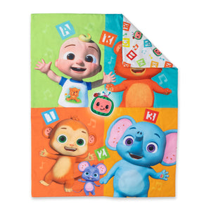 NoJo CoComelon Learning Is Fun 4 Piece Toddler Bed Set - Includes Comforter, Fitted Bottom Sheet, Flat Top Sheet, Reversible Pillowcase