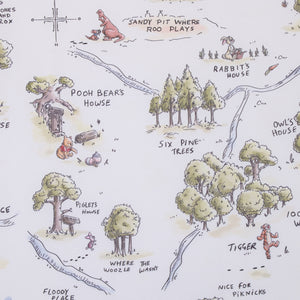 Disney Classic Winnie the Pooh Sage, Tan, and White, Map of 100 Acre Woods Super Soft Nursery Fitted Crib Sheet