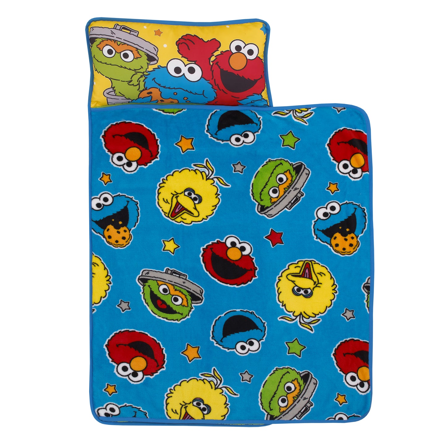 Sesame Street Come and Play Blue, Green, Red and Yellow, Elmo, Big Bird, Cookie Monster, and Oscar the Grouch Toddler Nap Mat