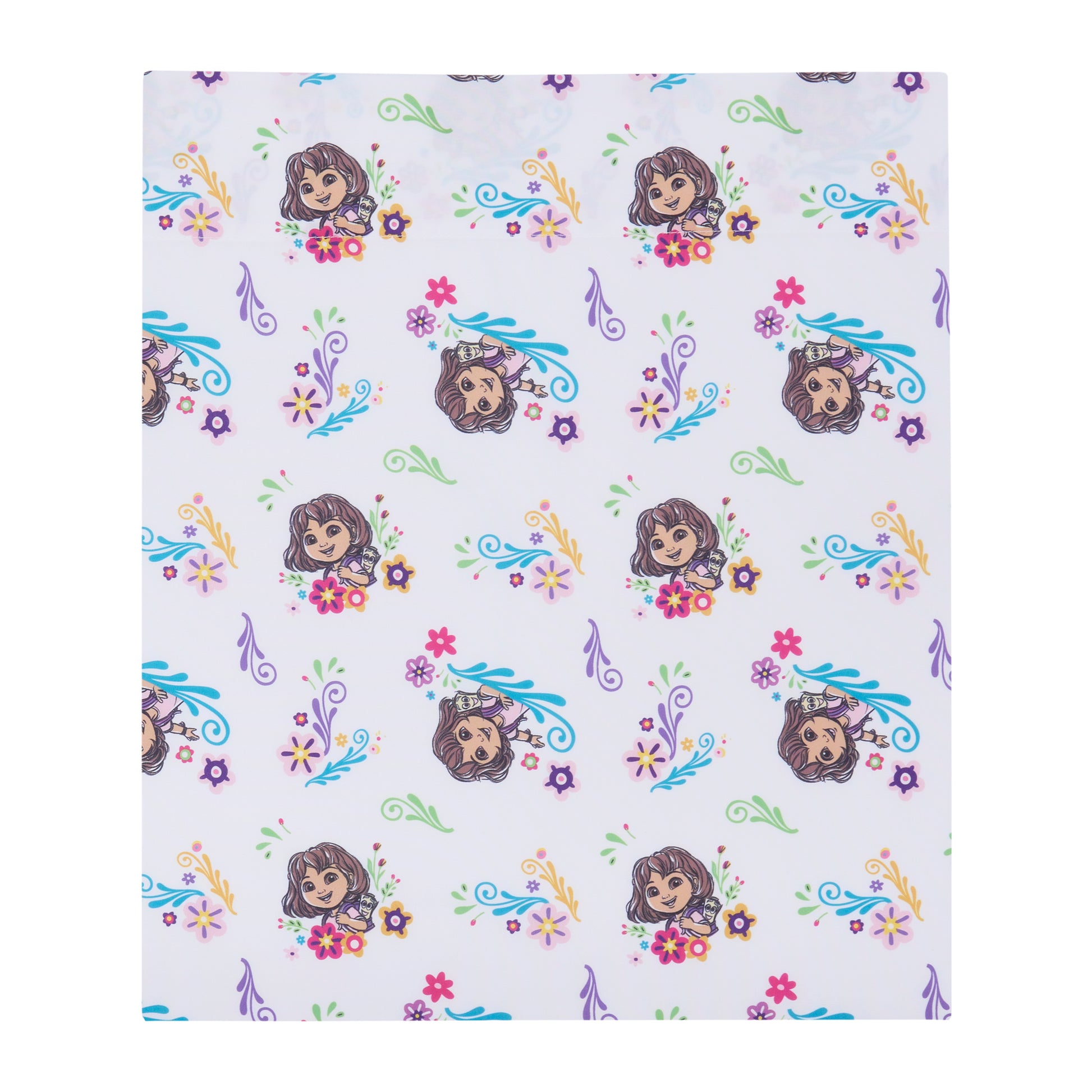 NoJo Dora Adventure Awaits 4 Piece Toddler Bed Set - Comforter, Fitted Bottom Sheet, Flat Top Sheet, Reversible Pillowcase, Lavender