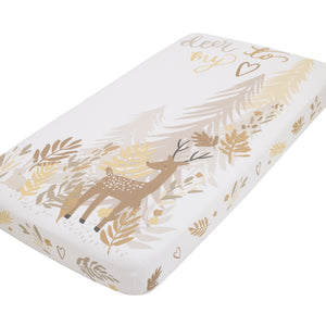 Deer To My Heart Tan, Brown and White Tree Leaf 100% Cotton Photo Op Fitted Crib Sheet