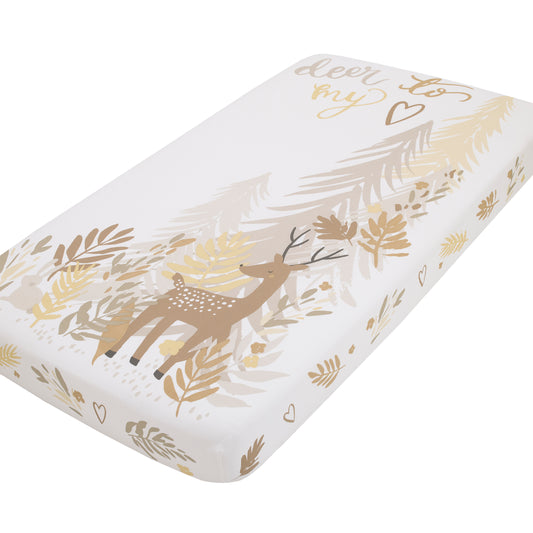 Deer To My Heart Tan, Brown and White Tree Leaf 100% Cotton Photo Op Fitted Crib Sheet