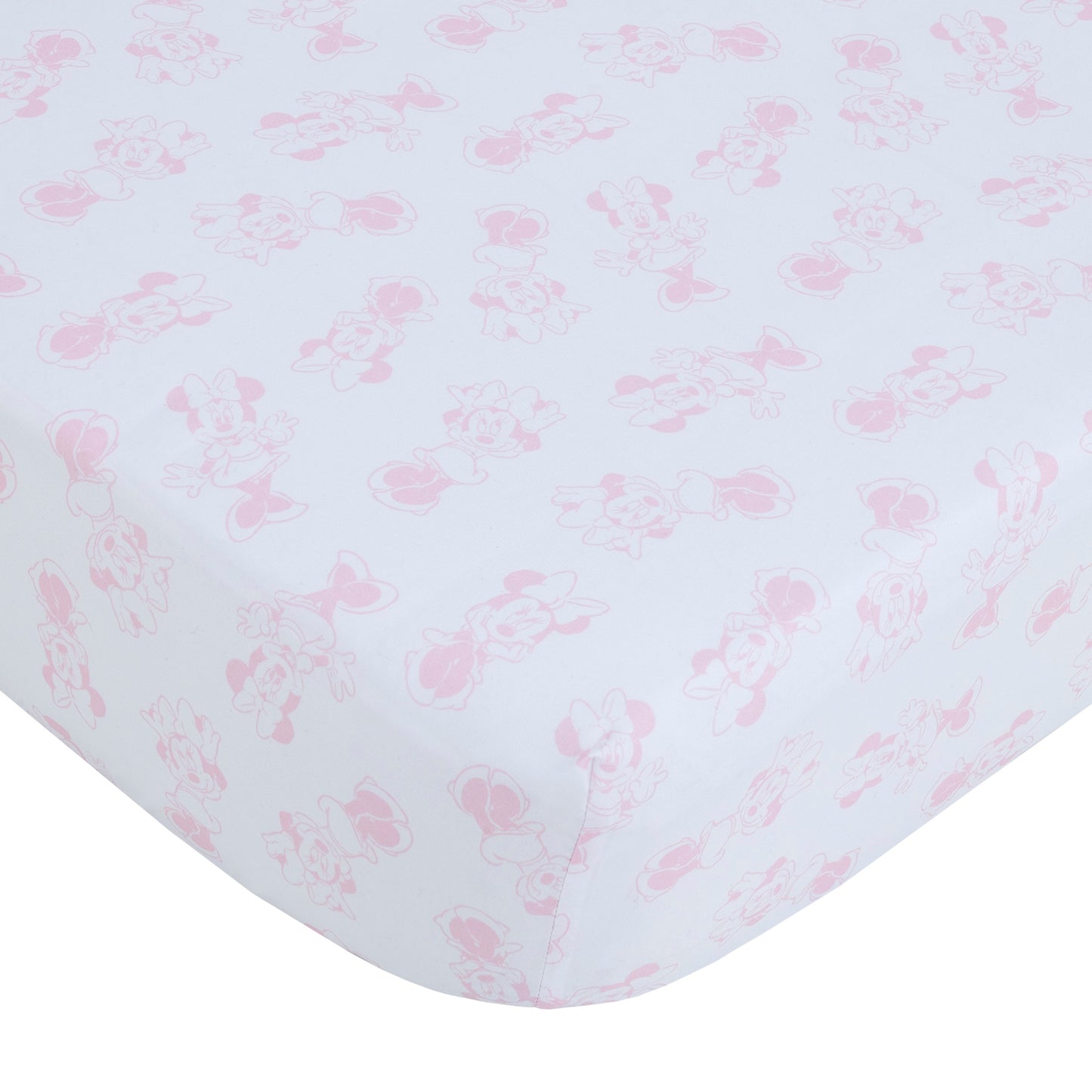 Disney Minnie Mouse Be Happy Pink and White Super Soft Fitted Crib Sheet
