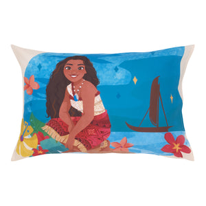 NoJo Disney Moana 2 Ocean Sisters 4 Piece Toddler Bed Set - Comforter, Fitted Bottom Sheet, Flat Top Sheet, Reversible Pillowcase, Aqua, and Orange