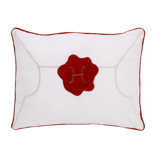 Harry Potter Welcome Little Wizard Red, and White Addressed Letter Decorative Pillow