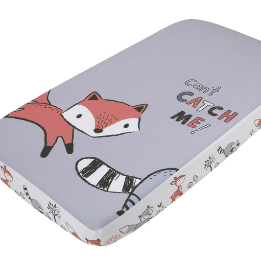 Little Love by NoJo Lil Fox - Grey, Orange, White "Cant Catch Me!" Photo Op Fitted Crib Sheet