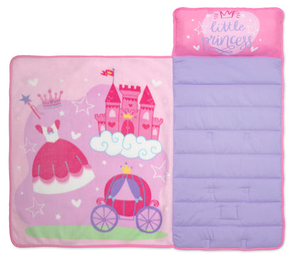 NoJo Little Princess Toddler Nap Mat - Includes Attached Pillow and Fleece Blanket