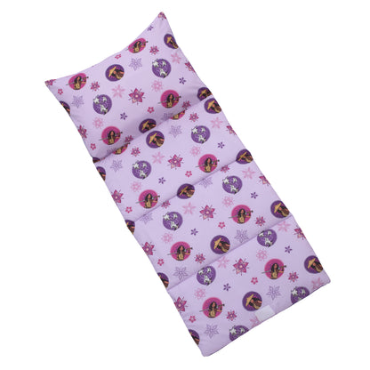 Disney Raya and the Last Dragon Mythic Pop with Ongis Lavender, Purple, and Magenta Flowers Deluxe Easy Fold Toddler Nap Mat