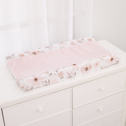 NoJo Countryside Floral - Pink, Grey and White Super Soft Changing Pad Cover