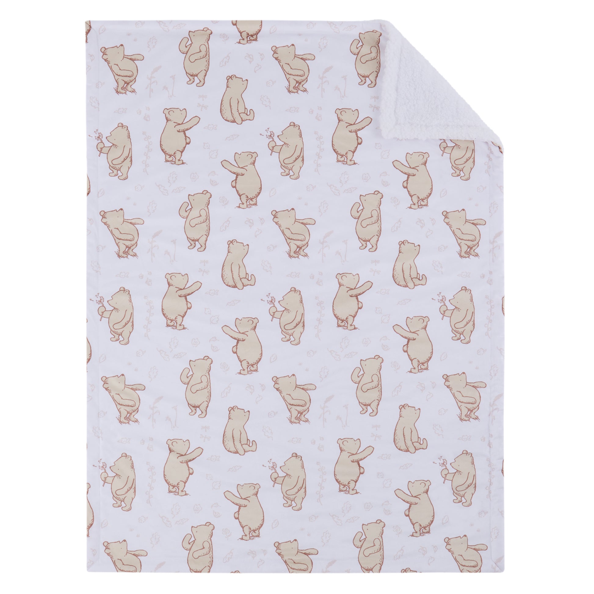 NoJo Disney Classic Winnie the Pooh You Are So Loved Sherpa Baby Blanket, Ivory and Taupe