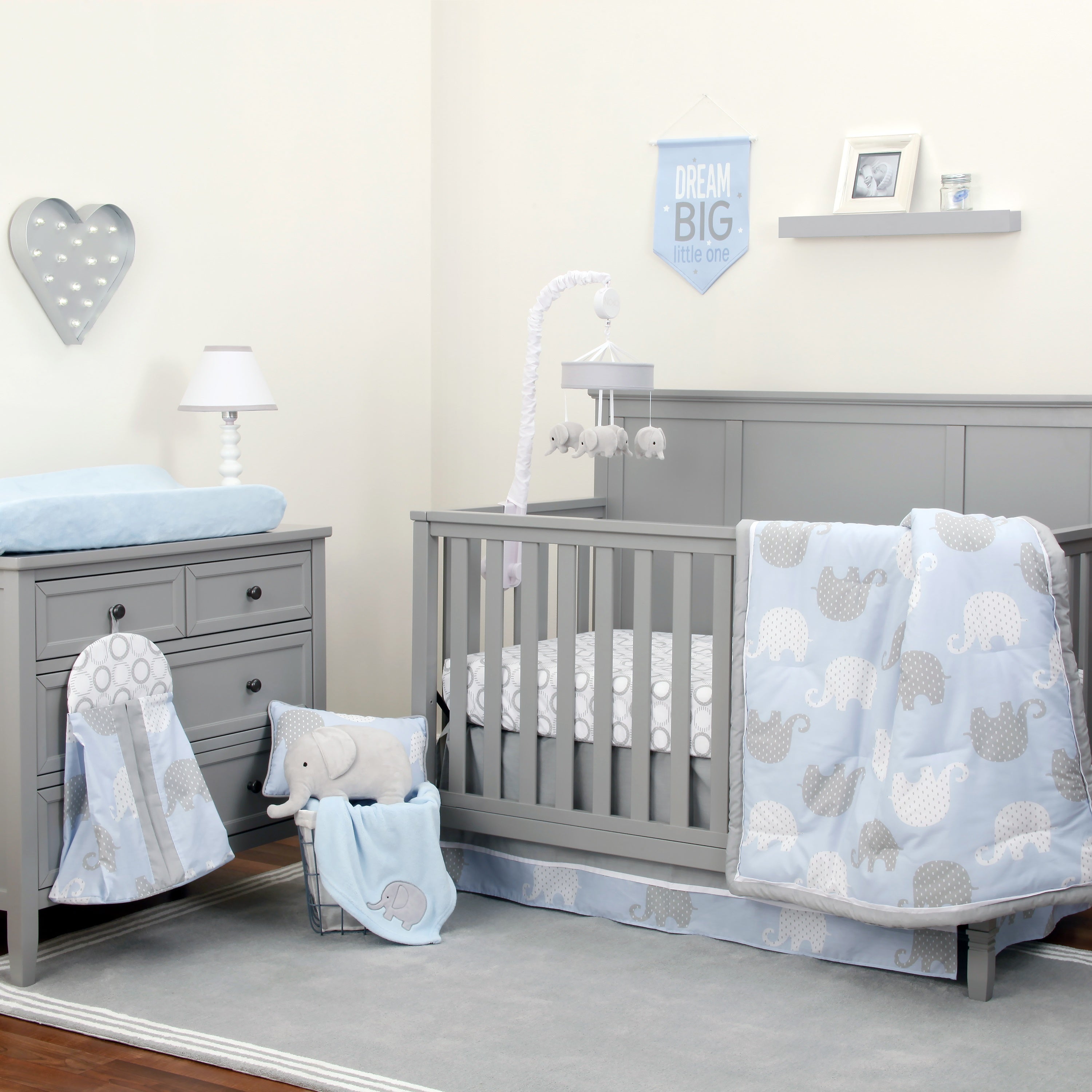 Baby boy elephant nursery bedding best sale