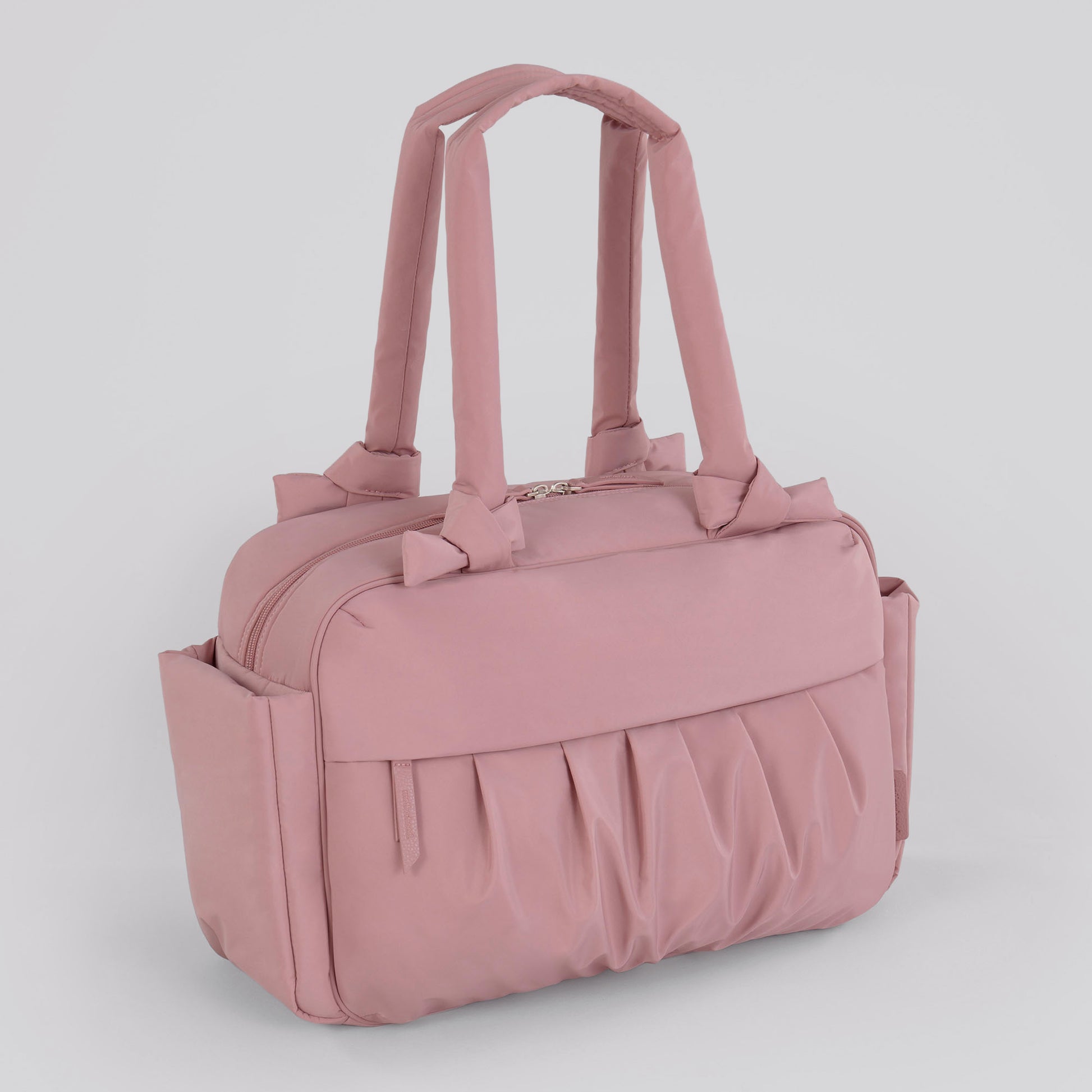 Motherhood Knotted Bows Duffle Diaper Bag, Dusty Rose