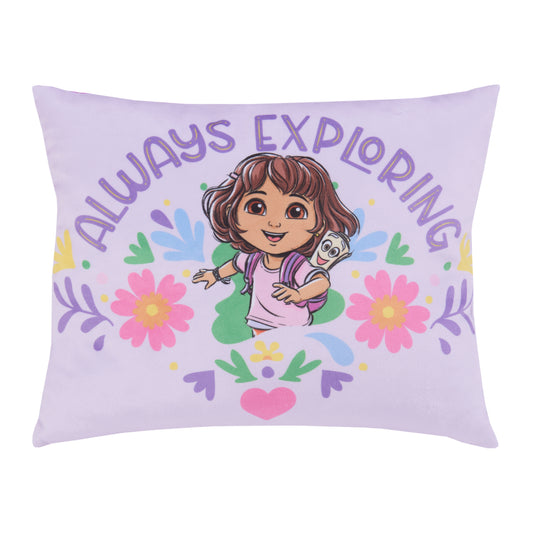 NoJo Dora Adventure Awaits Decorative Toddler Pillow, Lavender
