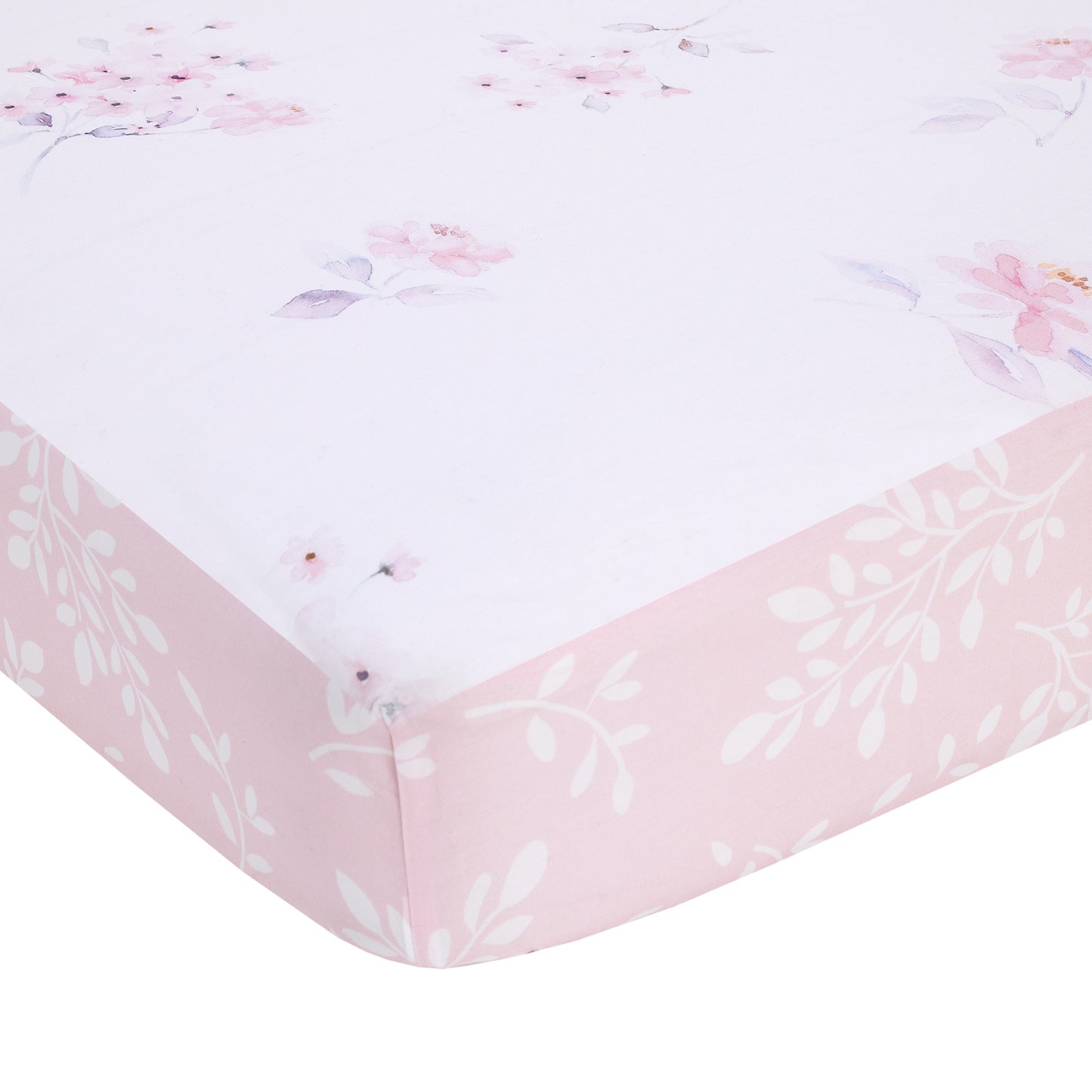 NoJo Flower Bunny Pink, White, and Lavender Bunny Ears 100% Cotton Nursery Photo Op Fitted Crib Sheet