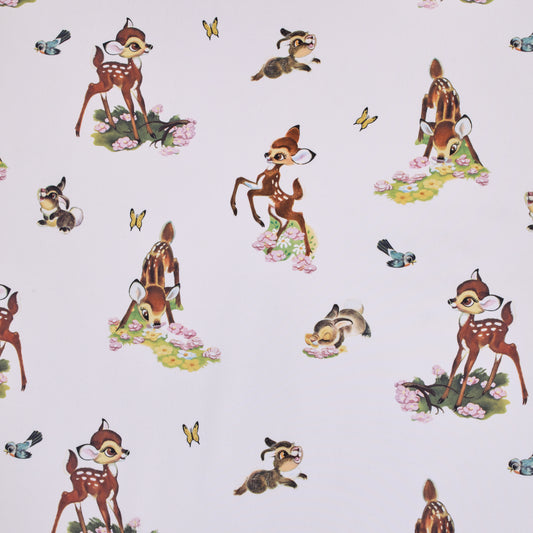 Disney Vintage Bambi - Tan, Green and White, Bambi and Thumper Floral Nursery Fitted Crib Sheet