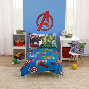 The Avengers I Am A Hero Blue, Green, and Red Super Soft Toddler Blanket