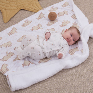 NoJo Disney Classic Winnie the Pooh You Are So Loved Sherpa Baby Blanket, Ivory and Taupe