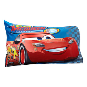 Disney Cars Rusteze Racing Team Blue, Red , and Yellow Amigo Cruz Ramirez and Jackson Storm 4 Piece Toddler Bed Set - Comforter, Fitted Bottom Sheet, Flat Top Sheet, and Reversible Pillowcase