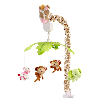Carter's Jungle Collection Pink, Cream and Tan Monkey, Elephant, Zebra and Giraffe Musical Mobile