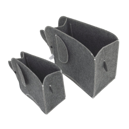 Little Love by NoJo Grey Felt Elephant Shaped Nursery Storage Caddys - 2 Pk