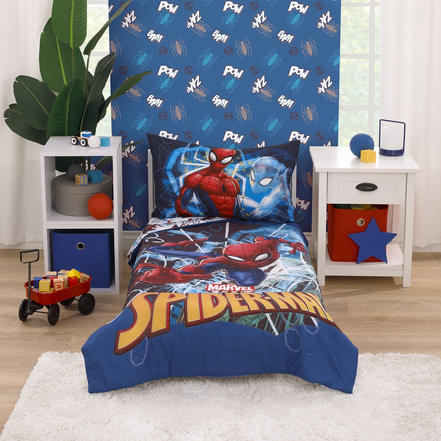 Marvel Spiderman to the Rescue Red, Gray, and Blue Super Soft Toddler Blanket