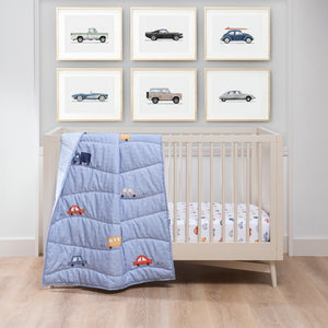 mini by Motherhood - Tiny Cruisers 3 Piece Crib Bedding Set, Comforter and Two Fitted Crib Sheets