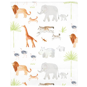 Watercolor Jungle Animals Crib Sheet - Mini Fitted Crib Sheet - Designed in The USA – 24” x 38” x 5”