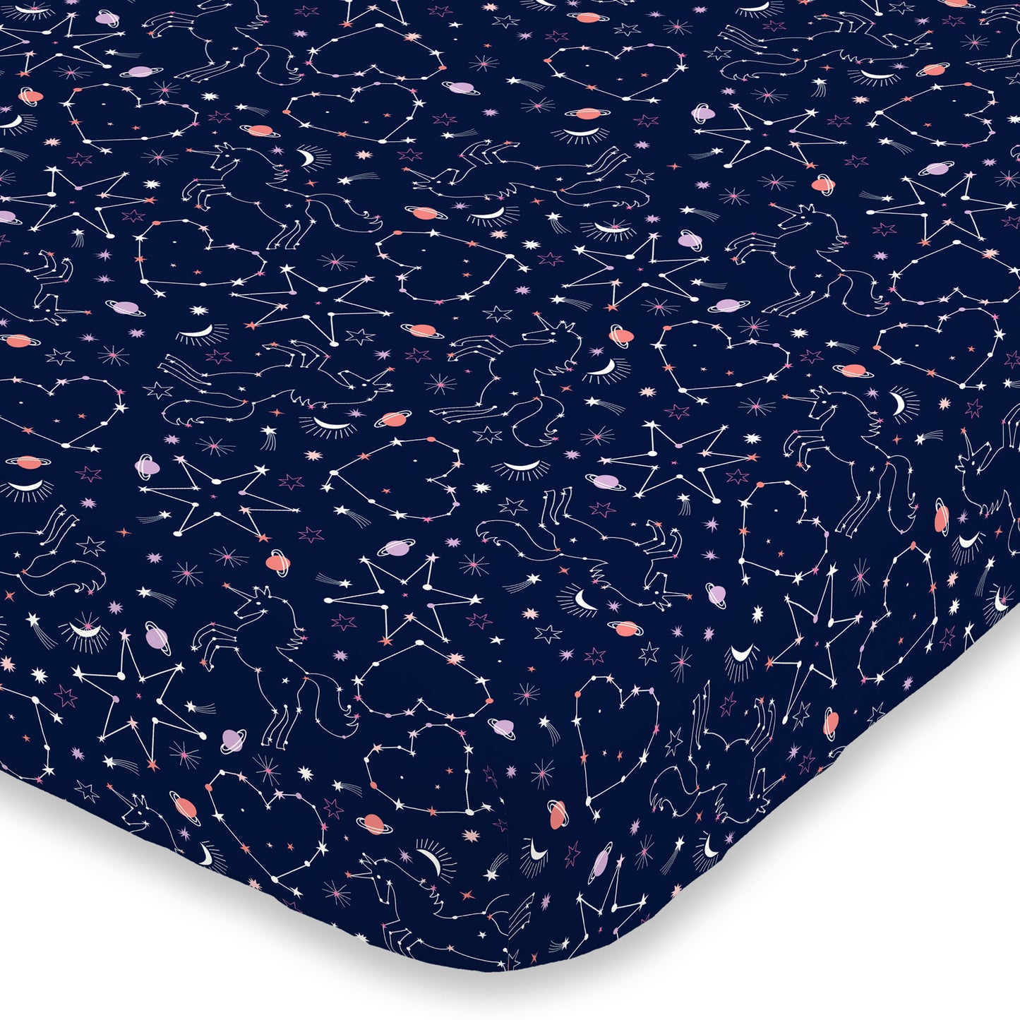NoJo Celestial Unicorn Navy and White Fitted Super Soft Crib Sheet