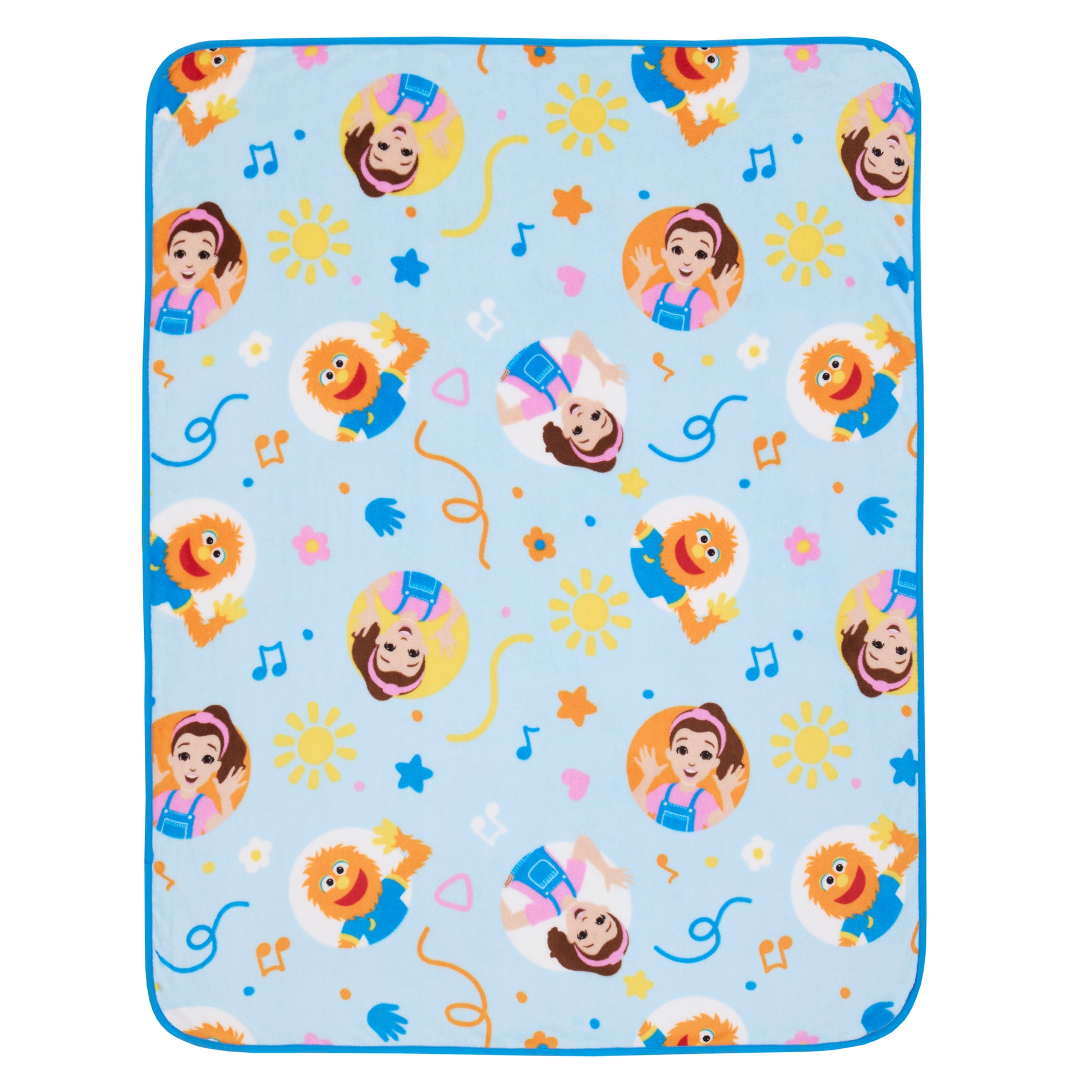 Ms. Rachel Happy Patchwork Toddler Blanket, Blue