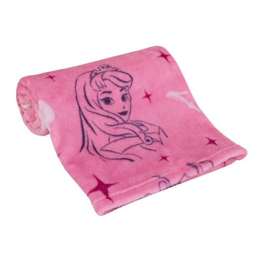 Disney Princess Pink and Purple Aurora, Snow White, and Cinderella Super Soft Baby Blanket