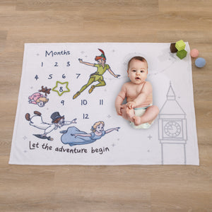 Disney Peter Pan White Let The Adventure Begin Super Soft Photo Op Milestone Baby Blanket