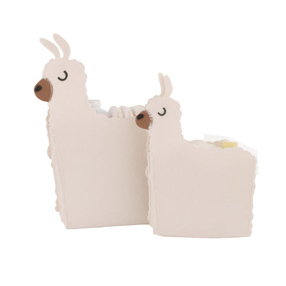 Little Love by NoJo White Felt Llama Shaped 2 Piece Nursery Storage Caddy Set