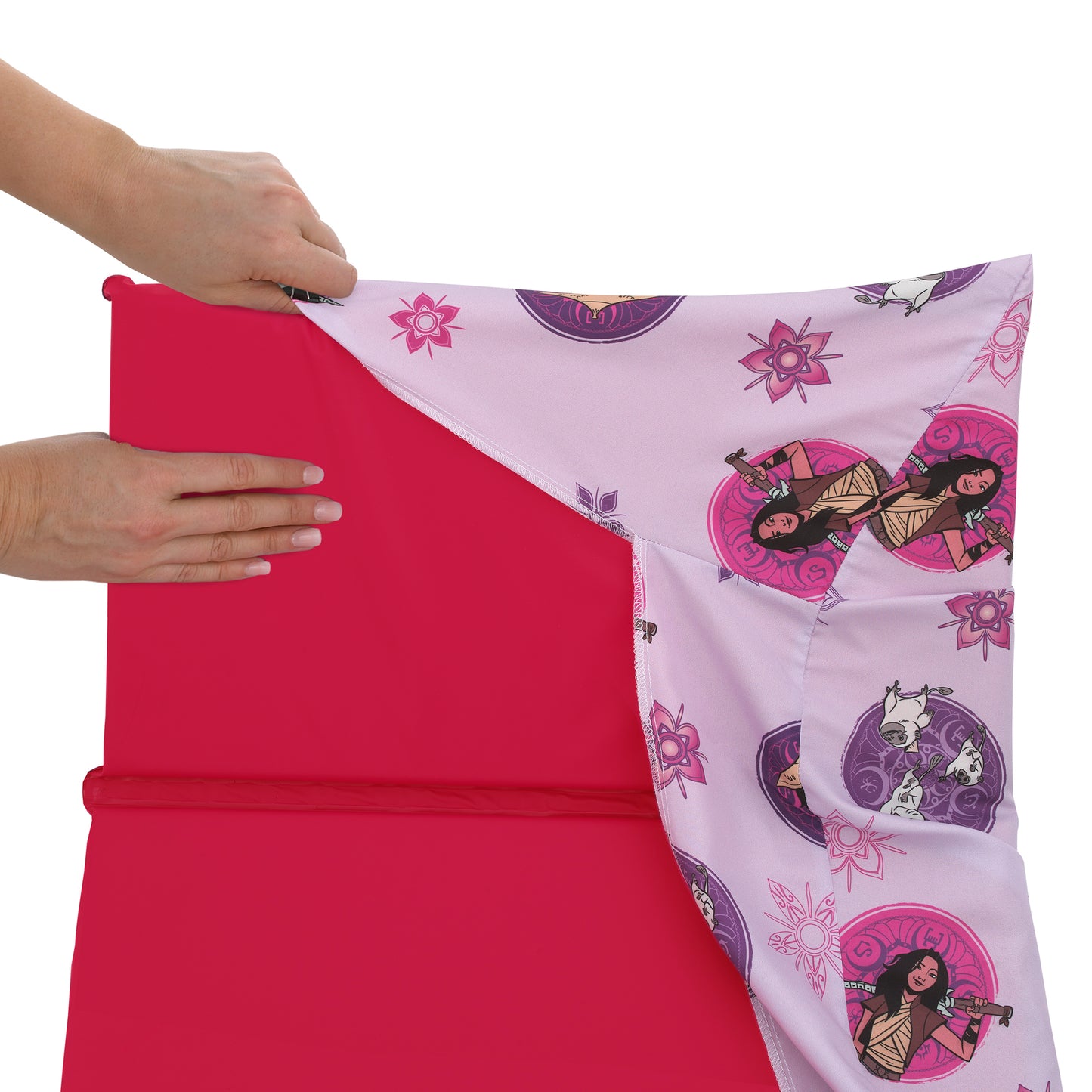 Disney Raya and the Last Dragon Mythic Pop with Ongis Lavender, Purple, and Magenta Flowers Preschool Nap Pad Sheet