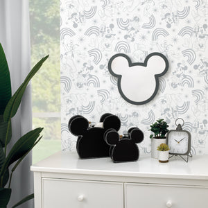 Mickey Mouse Shaped Black 2 Piece Felt Nursery Storage Caddy - 1 Large, 1 Small