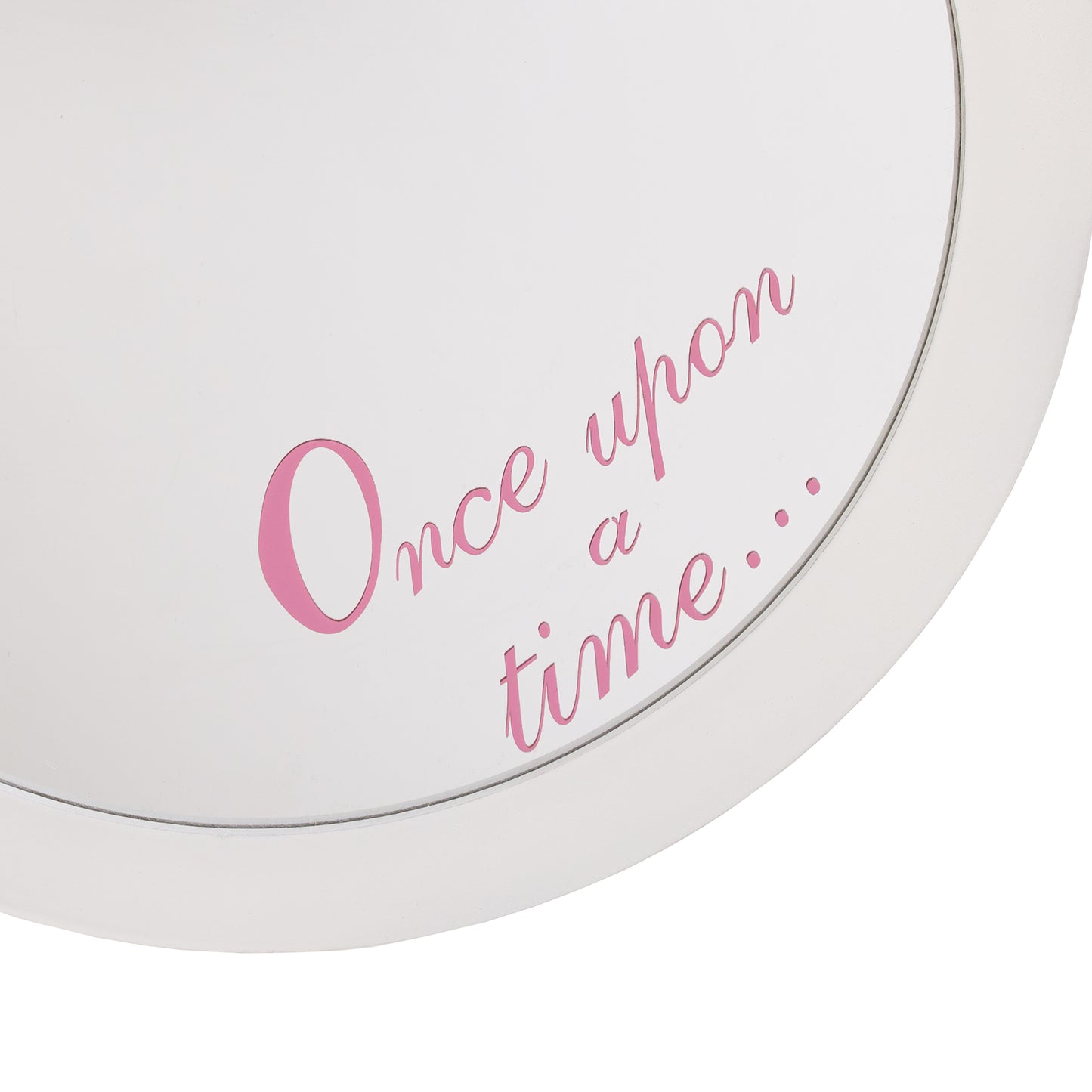 Disney Once Upon a Time Princess White Round Wooden Framed Wall Mirror with Pink Tiara