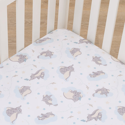 Disney Dumbo Light Blue, Gray, and White Super Soft Nursery Fitted Crib Sheet