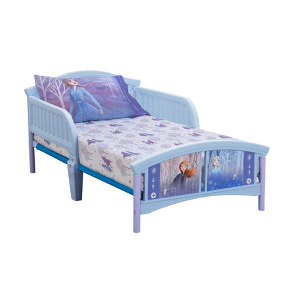 Disney Frozen II Traveling North Lavender, Light Blue and Plum 2 Piece Toddler Sheet Set - Fitted Bottom Sheet, Reversible Pillowcase