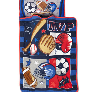 NoJo MVP Sports Toddler Nap Mat -Includes Attached Pillow and Fleece Blanket