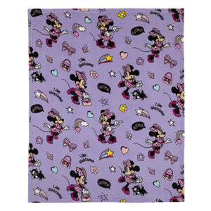 Disney Minnie Mouse I am Awesome Lavender and Pink, Daisy Duck, Rainbow Hearts and Stars Super Soft Toddler Blanket