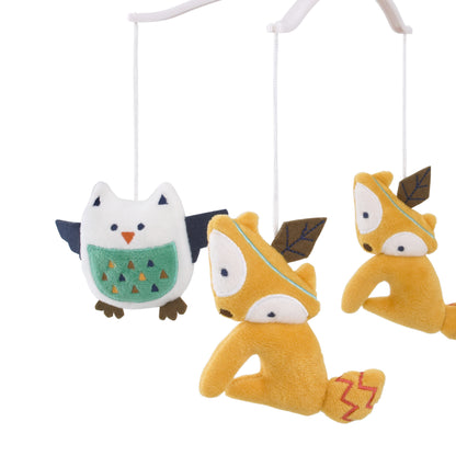 Little Love by NoJo Aztec Gold and Green Musical Mobile with 2 Foxes and 2 Owls