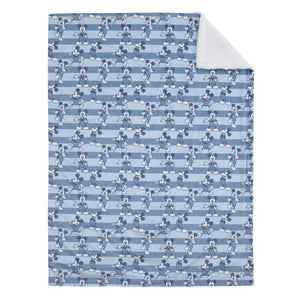Disney Mickey Mouse Blue and White Striped Super Soft Velboa with Sherpa Back Baby Blanket